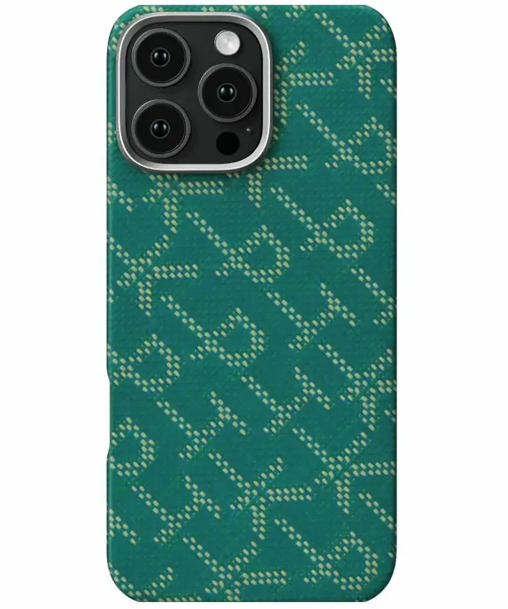 Чехол Pitaka Aries Tactile Woven Case для iPhone 16 Pro Max, зелено-золотой